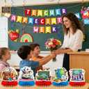 Teacher Appreciation Banner Decorations - 15 Pcs Happy Thank You Teachers Day Week Party Supplies Pre-strung Banners Hanging Swirls Honeycomb Centerpieces Decor Set for School Classroom