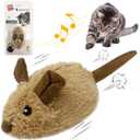 Gigwi Interactive Cat Toy Moving Mouse, Automatic Cat Toy Mice Electronic with Furry Tail, Squeaky Cat Toys for Indoor Cats/Outdoor Exercise (Orange Ear), Pack of 2 