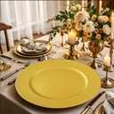 supernal 100pcs Charger Plates bulk,Gold Plastic Chargers Plates For Dinner With Bead Rimed,13inch Plastic Round Chargers for Table Event Decoration for Wedding,New Year Party,Holiday, normal size