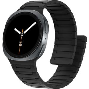 Bisikor Magnetic Bands Compatible with Samsung Galaxy Watch 8 Band 40mm 44mm/Galaxy Watch 8 Classic 46mm, Magnetic Silicone Replacement Strap for Women Men, Black