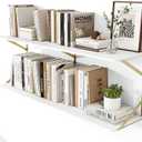 Heimlove 48W x 12D Deep Floating Shelves Set of 2 White & Gold, 48wx12dx5.8h