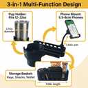 Cup Holder for Permobil Power Wheelchair,for Permobil Wheelchairs with Uni-Track Armrest Rails,3-in-1 Cup Holder,Phone Holder,Storage Basket,for M300,M3,M1,F3,F5 Etc,Easy Install,Secure Mount