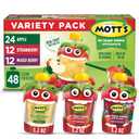Motts No Sugar Added Applesauce Variety Pack, 3.2 oz Clear Pouches, 48 Count (4 Packs of 12) (EXP 06/15/25)
