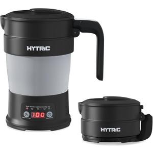 HYTRIC Travel Electric Kettle, 700ML Foldable Small Electric Kettle BPA-Free, Portable Kettle with Multifunctional Panel, Collapsible Hot Water Kettle with Keep Warm & Delay Start, 110V Black