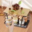 Pantry Organizers and Storage - Stackable Wire Basket with Lightweight PP Mat & Bamboo Top for Fruits Vegetables,Fruit Holder for Kitchen Countertop,Black