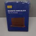 HOSHANHO Magnetic Knife Block 14 x 10 Inches, Double Sided Magnetic Knife Holder Rack for Kitchen Counter, Acacia Wood Magnetic Knife Storage Stand with Knife Sharpener