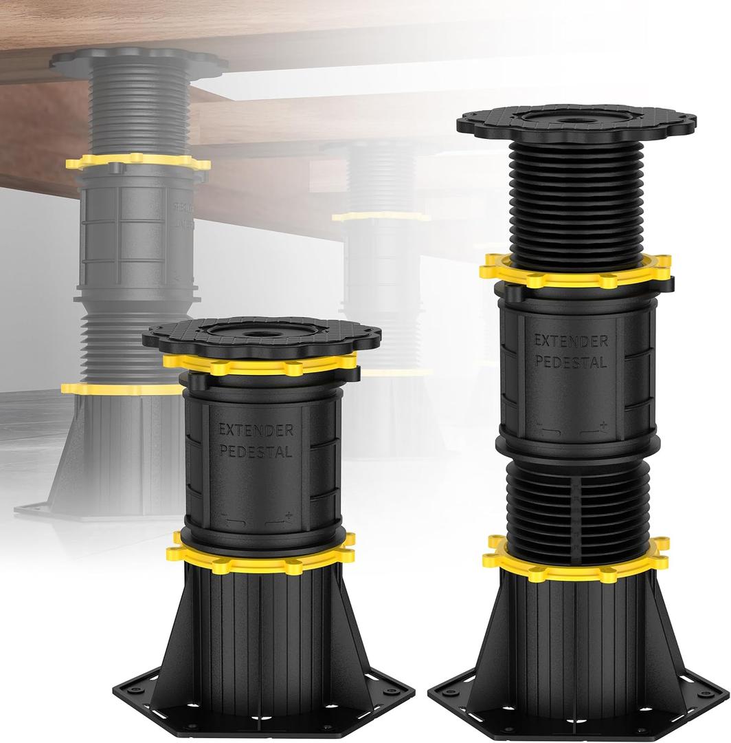 2 Pcs Adjustable Height Bed Support Legs, 8.5-13 inch, Black Plastic, Bed Frame/Bed Center Slat Support, Reinforcement Parts