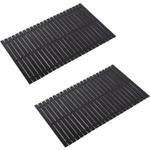 Bamboo Bath Mat Bathroom Rugs Floor Wood Shower Bathtub Waterproof Non Slip Black Bamboo Accessories 16x24 Inch Easy to Clean, 2 pcs