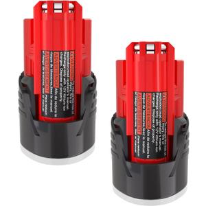 2 Packs 12V Battery Replacement for Milwaukee M12 Battery, 3.0Ah M-12 Batteries Compatible for Milwaukee 12V Tools 48-11-2420 48-11-2440 48-11-2411 48-11-2402 Cordless Power Tools