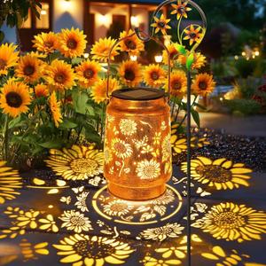 Sunflower Solar Lanterns Outdoor with Shepherd Hook, Birthday Gift Mothers Day Gift for Women Mom Grandma Wife Daughter, Waterproof LED Hanging Lights, Decor for Yard Garden Patio Porch Lawn Tabletop
