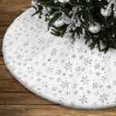 Lanpn Christmas Tree Skirt 16 inch, Xmas Tree Skirt with Snowflake Winter Christmas Tree Mat for Small mini Pencil Slim Artificial Trees Winter Home Party Holiday Indoor Xmas Decor (Silver, 40cm)