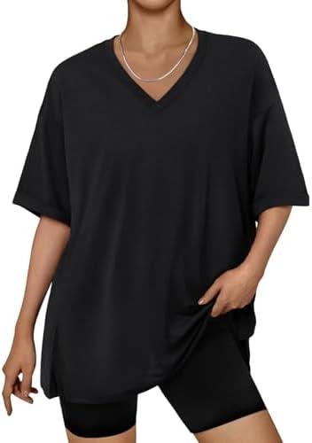 Trendy Queen Oversized Tshirts for Women Workout Plus Size Tops V Neck Short Sleeve Gym Shirts Casual Loose Fit Basic Tees, XL Trendy Queen Oversized Tshirts for Women Workout Plus Size Tops V Neck Short Sleeve Gym Shirts Casual Loose Fit Basic Tees, XL
