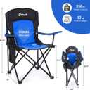 EMERIT 2 Pack Oversized Padded Camping Chair, 350LB Heavy Duty Quad Fold Chair with Arms, Collapsible Outdoor Chairs with Lumbar Back & Cup Holder, Blue（twin Pack)