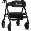 Walkers for Seniors with Seat,450Lbs Rolling Walker, 22" Extra-Wide Heavy-Duty All-Terrain Rollator Walker with Adjustable Height,Ergonomic Breathable Seat,Storage Bag,Foldable Mobility Aid For Adults