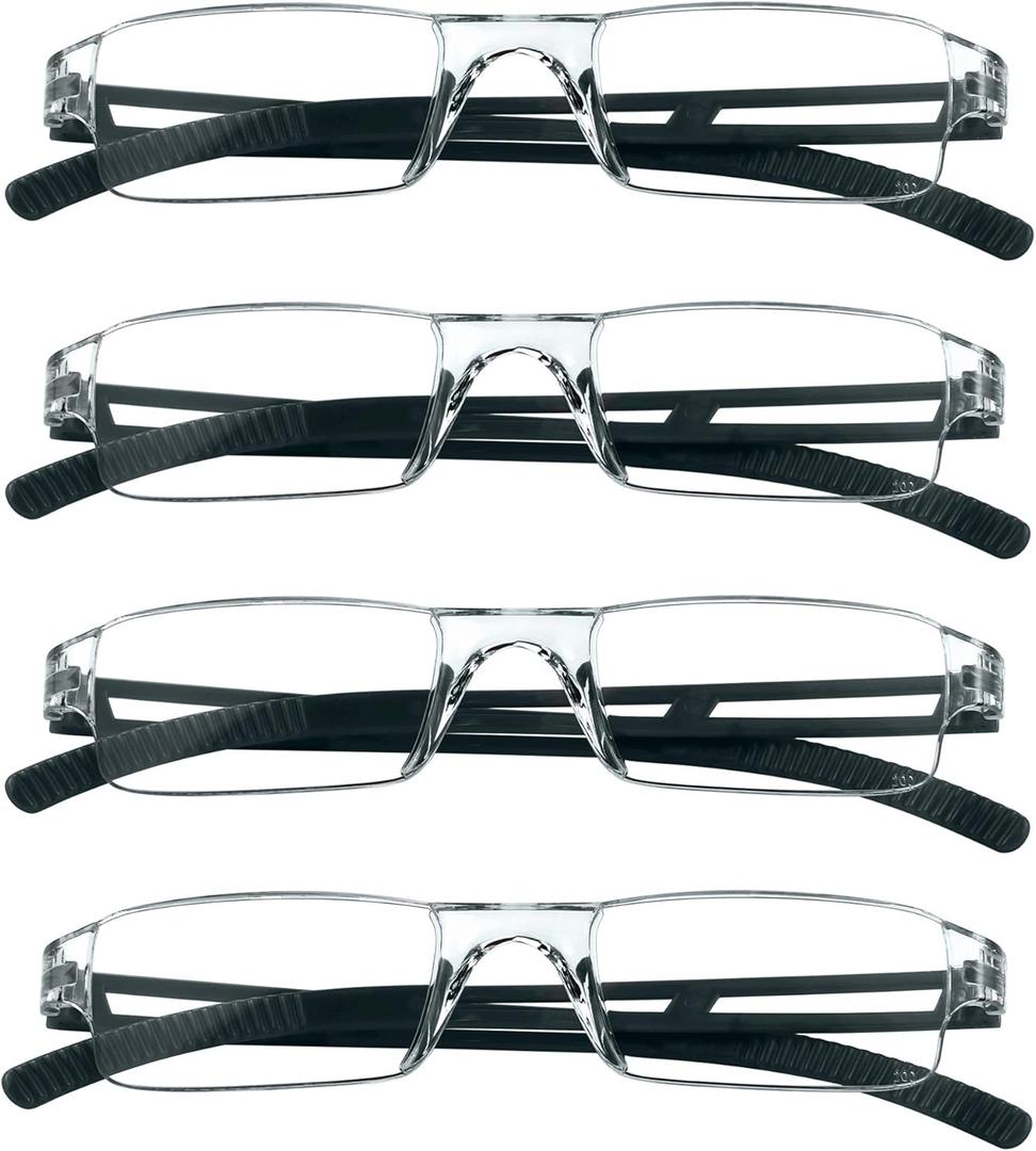 LifeArt 2/4 Pairs Reading Glasses, Blue Light Blocking Glasses, Computer Glasses for Men and Women, Rectangle Eyewear Frame