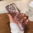 for iPhone 14 Pro Max Phone Case with Camera Lens Protector, Luxury Electroplated Cute Rabbit Glitter Quicksand Women Girls Cover Compatible for iPhone 14 ProMax (Liquid Pink)