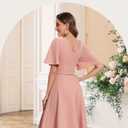 Bbonlinedress Women Midi Vintage Cocktail Party Tea Dress Short Sleeve Formal Wedding Guest Church Modest Dress (Pink, XL)
