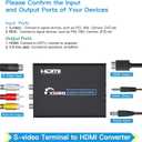 RCA Svideo to HDMI Converter with AV + S-Video Cables, RCA Composite CVBS AV or Svideo + R/L Audio Input to HDTV Output Upscale Converter