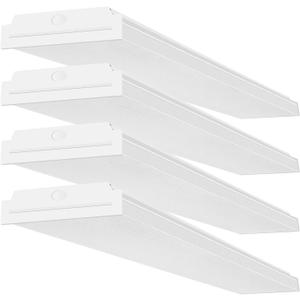 FAITHSAIL 60W LED Wraparound Light 4FT LED Office Lights, 7200 Lumens 4000K, 4 Foot Flush Mount Wrap Shop Puff Ceiling Lighting Fixtures for Garage Workshop, Fluorescent Light Replacement, 4 Pack