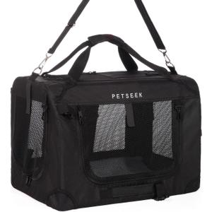 Large Cat Carrier, Portable Soft Sided Road Car Carrier, for Small Dog or Big Cats, 20"x13"x13" Outside Folding Comfortable Design, Black