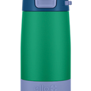 Ello Kids Colby 12oz Stainless Steel Insulated Water Bottle with Straw and BuiltIn Silicone Coaster Carrying Handle and LeakProof Locking Lid for School Backpack, Lunchbox, Tropical Wave