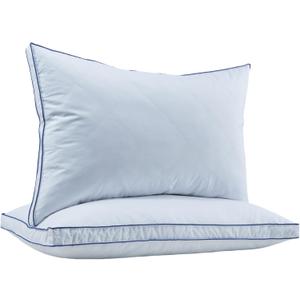 puredown Feather Down Pillows King Size Set of 2, Luxury Goose Feather Pillow for Sleeping, Organic Cotton Cover Hotel Collection Bed Pillows