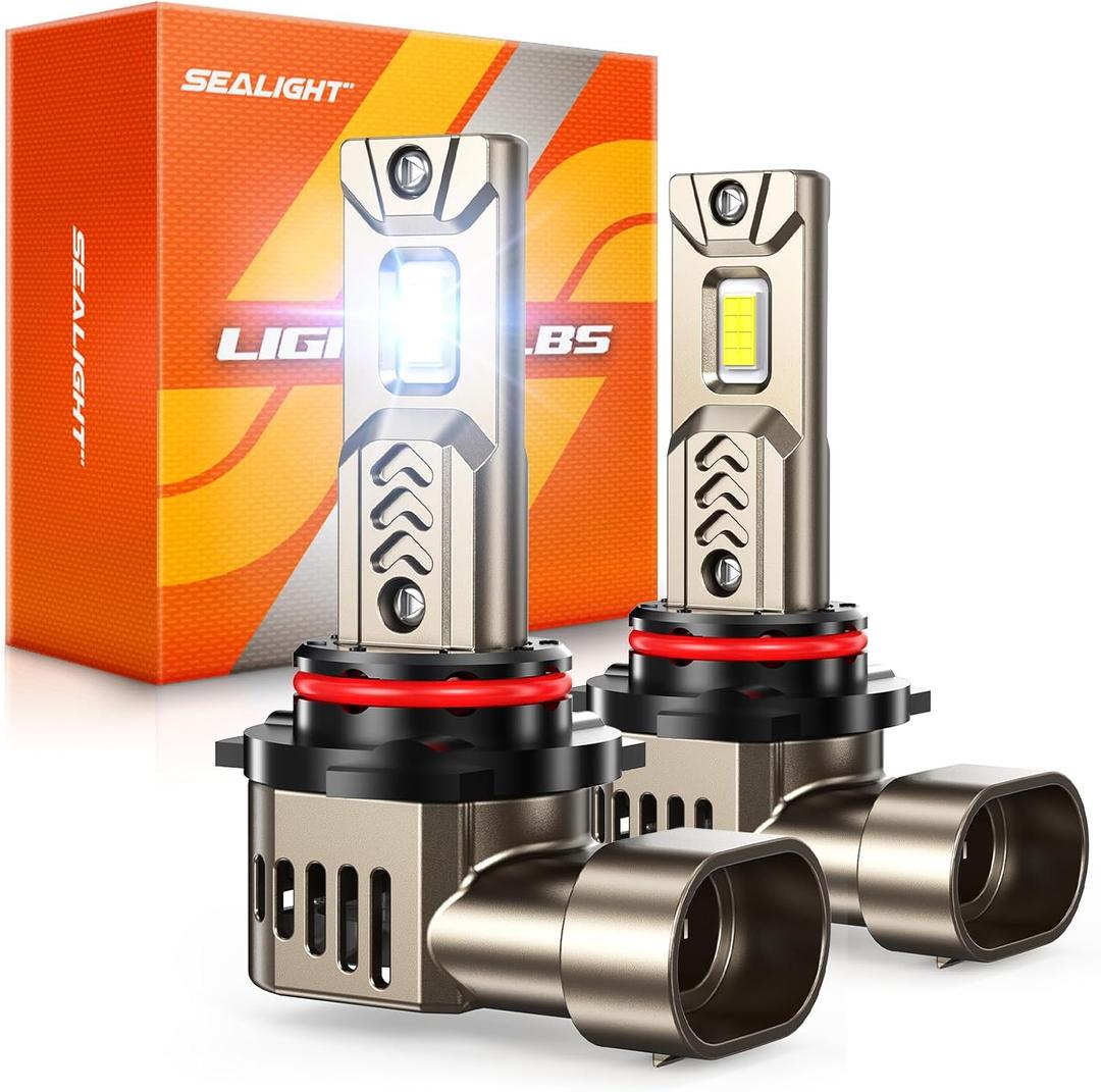 SEALIGHT 9005 Head Light Bulbs, 9005 Driving Bulb 45,000LM Super Bright 6500K Cool White, L2S Real 1:1 Stock Size Easy Plug-N-Play, IP68 Waterproof HB3/9005 Lights, Pack of 2