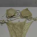 ZAFUL Women Triangle String Two Piece Bikini Fishnet Mesh Tie Shell Decor Tanga 2 Piece Swimsuit (Large, 1-light Green)