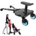Universal Stroller Board with Detachable Seat, 2in1 Sit and Stand Stroller Glider Board for Most Strollers, Holds Children Up to 55 LBs Stroller Standing Board