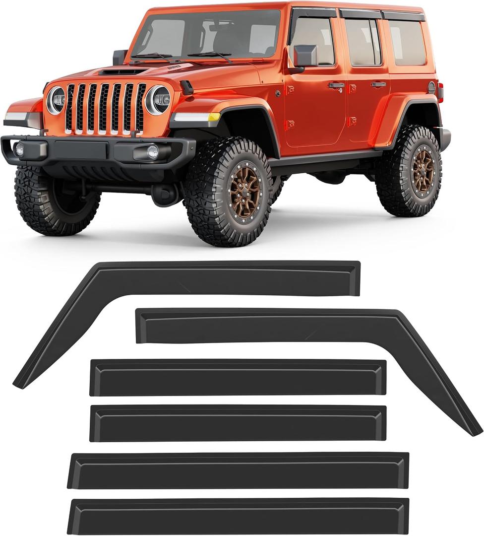 Tape-on Window Visors Rain Guards for 2018-2026 Jeep Wrangler JL 4-Door