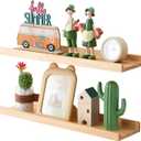 Wood Floating Shelves Set of 2 Pine Wood Wall Shelf 24 inches, Floating Shelf for Wall Mounted - Upgrade Width 5.85", Floating Display Shelves for Living Room Bedroom Kitchen Bathroom, Natural