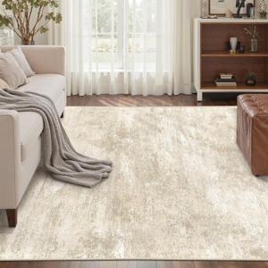 Area Rugs 5x7 for Living Room, Modern Abstract Machine Washable Large Soft Rug, Floor Carpet with Non Slip Backing for Dining Room (Beige,5'x7')