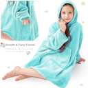 Aemicion Wearable Blanket Hoodie for Kids Super Soft Warm Oversized Hooded Blanket Sweatshirt Hoodie Blanket for Boys Girls Teal, Size: Kids