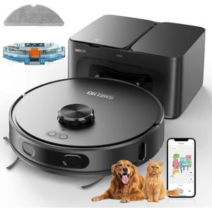 Robot Vacuum and Mop Combo, Self-Emptying Robotic Vacuums Cleaner Smart Mapping, 2-3 Months Hands-Free Base Strong Suction & LiDAR Navigation, 220 Mins Long Runtime for Pet Hair, Hard Floor, Carpet