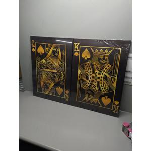 Queen and King of Hearts Golden Inspirational Wall Art Playing Cards Picture Poster Print on Canvas Art Wall Decor for Bedroom Living Room Office Framed Ready to Hang (20''W x 28''H x2)