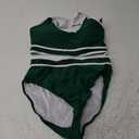 Blooming Jelly Womens High Waist Bikini Sets Sporty Color Block Two Piece Swimsuits Scoop Neck Cheeky Bathing Suits (Medium, Green)