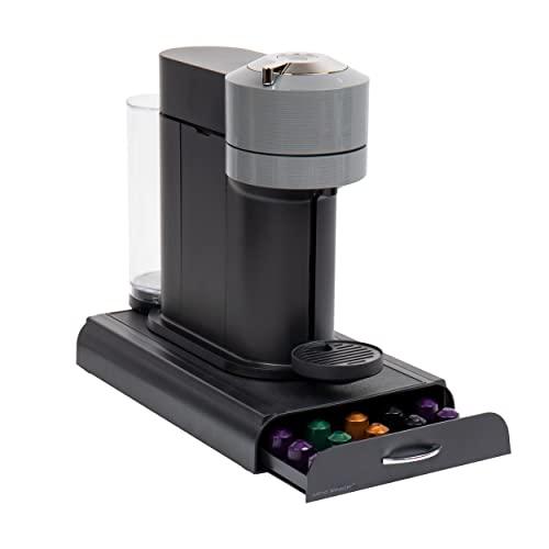 Mind Reader Single Serve Coffee Capsules Drawer, Holds 50 Small Capsules, Coffee Pod Drawer Organizer, Countertop Storage Base, Black