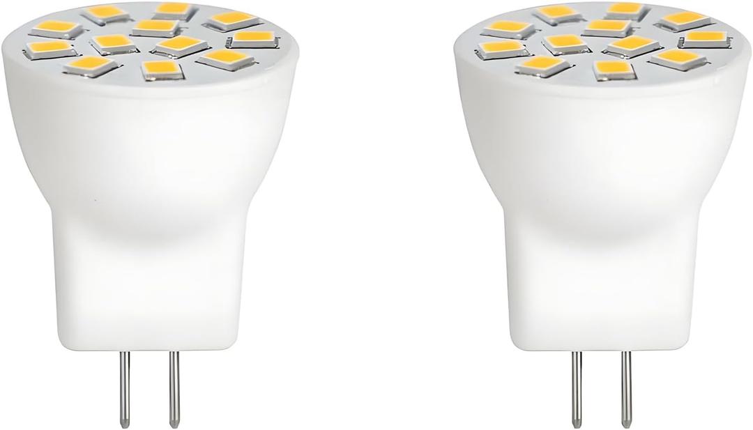 MR8 LED Light Bulbs 2W 12V Gu4.0 Bi-pin LED Bulbs Warm White 2700K-3000K for Outdoor Low Voltage Landscape Lighting and Tree Lights 2W Pack of 2