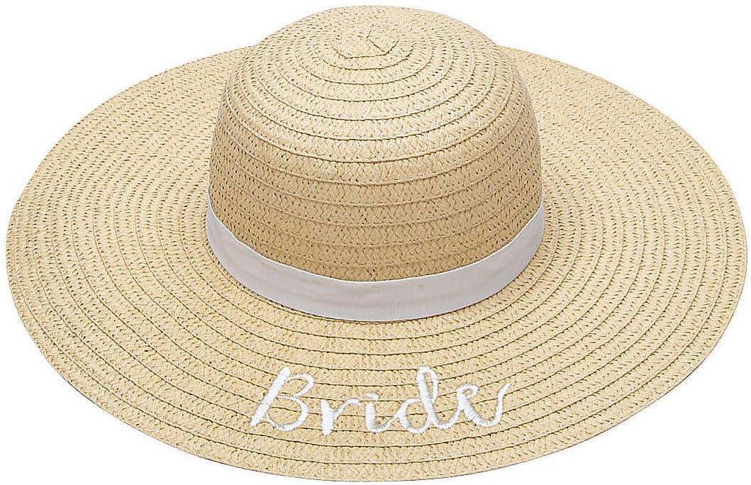 23" circ. Bride's Wedding Reception & Shower Straw Sun Hat (Beige, S)