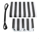 MCombo Patio Awning 9.4x7.8 Feet Fabric Replacement Sunshade Canopy for Retractable Awnings (9.4x7.8 ft, Grey with White Stripes)