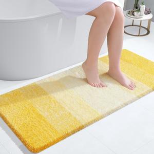 OLANLY Bathroom Runner Rugs 44x24, Extra Soft Absorbent Microfiber Bath Rugs, Rubber Backing, Quick Dry, Machine Washable Bath Mats for Bathroom Floor, Tub and Shower, Home Decor Accessories, Yellow