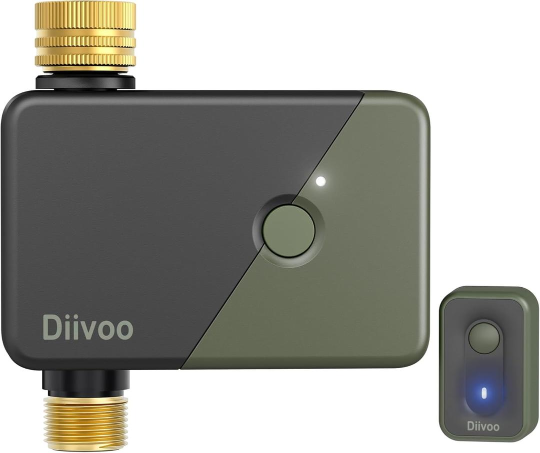 Diivoo Brass WiFi Water Timer, Smart Hose Sprinkler Timer Compatible with Alexa/Google Assistant, 6 Irrigation Plans, Rain Delay & Mist Mode for Garden Lawns (2.4GHz Only)
