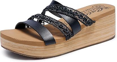 Skechers Women's Summers Wedge Sandal, Black, 9.5