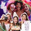 50 Pcs Party Clear Drink Pouches with Straws Popular Music Theme Zipper Bags Favors Decorations for Themed Disco Party Graduations, Weddings Bridal Baby Shower