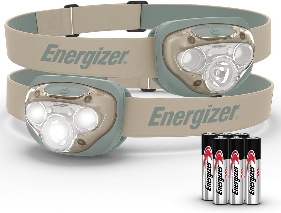 Energizer LED Headlamp PRO (2-Pack), IPX4 Water Resistant Headlamps, High-Performance Head Light for Outdoors, Camping, Running, Storm, Survival LED Light for Emergencies (Batteries Included)