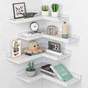 4 Tier Corner Wall Shelf Floating Shelves With Lip  White