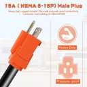 50 Amp to 110 Volt RV Adapter Cord, NEMA 5-15P Male to NEMA 14-50R Female 10 Gauge Heavy Duty Electrical Converter with Grip Handle, 125V 1875W-ETL Listed(15A Male to 50A Female)