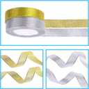 DECYOOL 4 Rolls 150 Yards Christmas Ribbons Metallic Glitter Fabric Organza Holiday Festival Ribbons 4/5" Wide for Gift Wrapping Decoration (Green, Red, Silver, Gold)