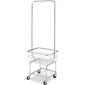 Whitmor Commercial Rolling Laundry Butler with Wire Storage Rack