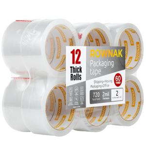 Clear Packing Tape 12 Rolls - Heavy Duty Packaging Tape 2.0mil Thick, 2.0 in. Wide x 60 Yards - Strong Adhesive, Silent, Reliable Package Tape for Home Office Shipping Moving Sealing